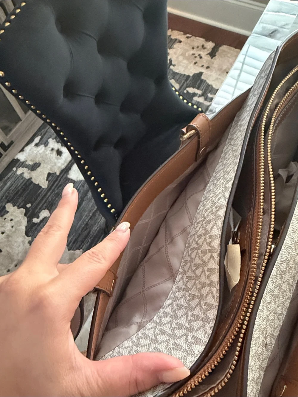 Michael Kors Beige & Brown MK Signature Tote